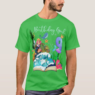 Cute Mermaid 9th Birthday Girl T-Shirt