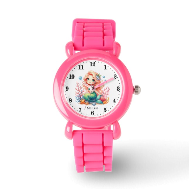Cute mermaid add name  watch (Front)