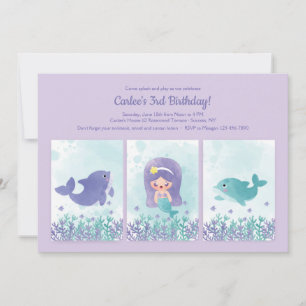 Cute Mermaid and Friends Invitation