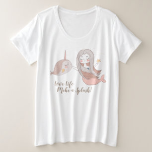 Cute Mermaid 'and Narwhal Personalizable Plus Size T-Shirt