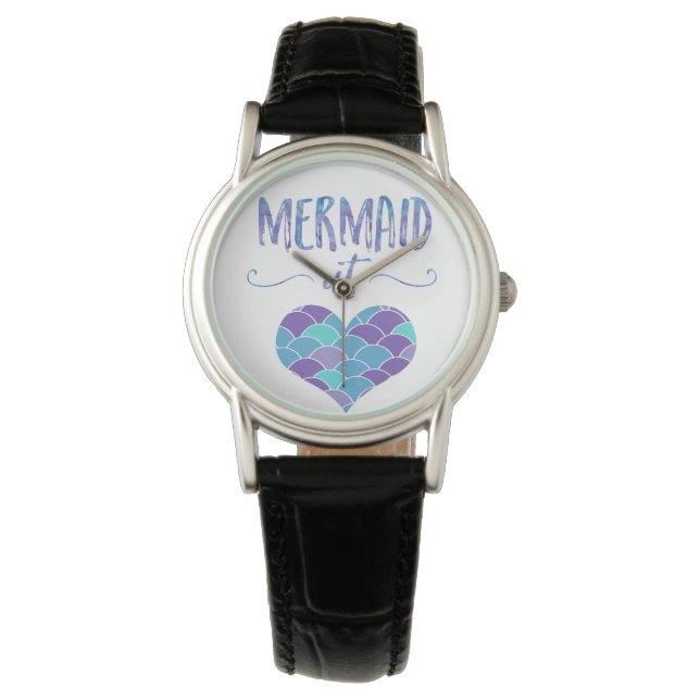 Cute Mermaid at Heart Custom Black Watch (Front)
