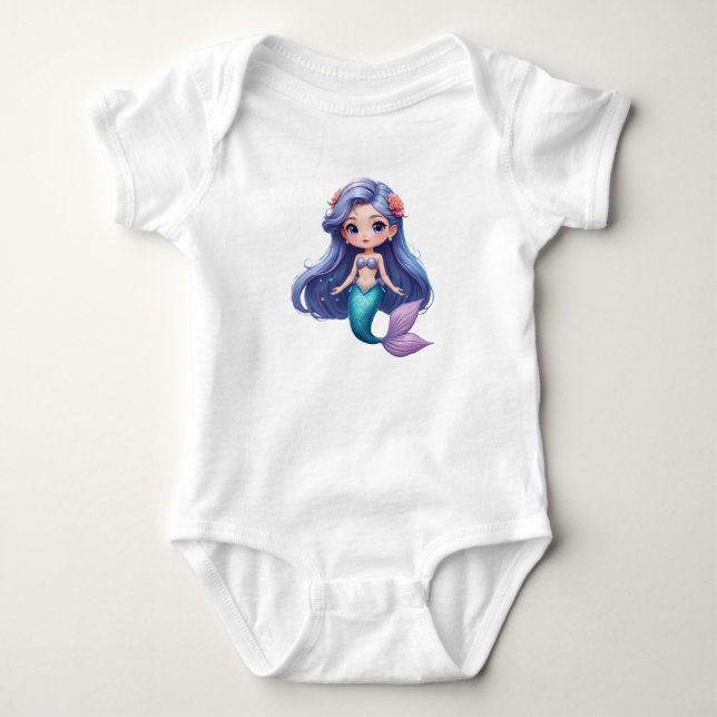 Cute Mermaid Baby Bodysuit (Front)