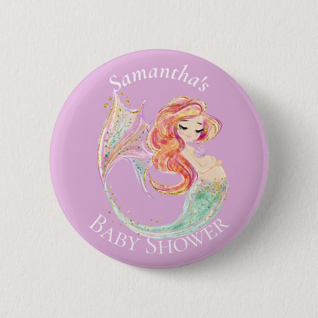 CUTE MERMAID BABY SHOWER Button (Front)