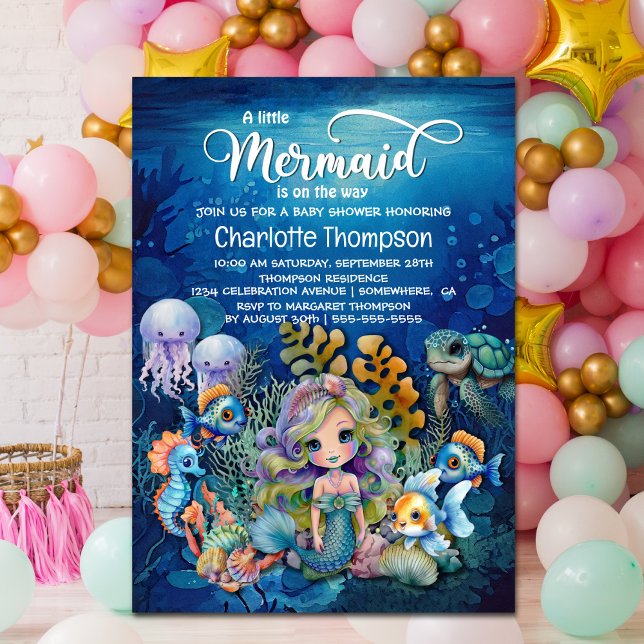 Cute Mermaid Baby Shower Invitation (Creator Uploaded)