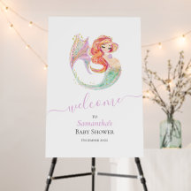 CUTE MERMAID BABY SHOWER WHITE Foam Board