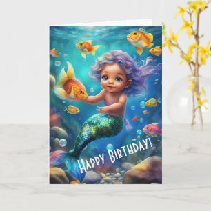 Cute Mermaid Birthday  Card
