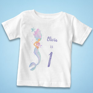Cute Mermaid Birthday Girl Shirt Age 1