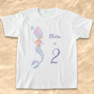 Cute Mermaid Birthday Girl Shirt Age 2