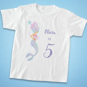 Cute Mermaid Birthday Girl Shirt Age 5