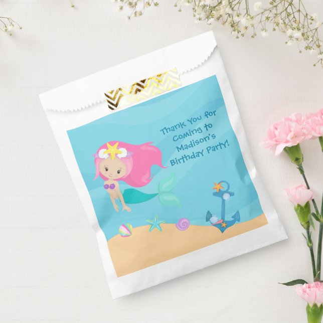 Cute Mermaid Birthday Party Custom Kids Favour Bags (Sealed)