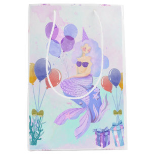 Cute Mermaid Birthday Party Medium Gift Bag