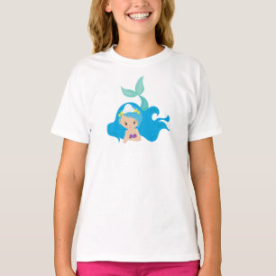 Cute Mermaid, Blue Hair, Little Mermaid, Starfish T-Shirt