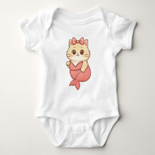 Cute Mermaid Cat Sticker Baby Bodysuit
