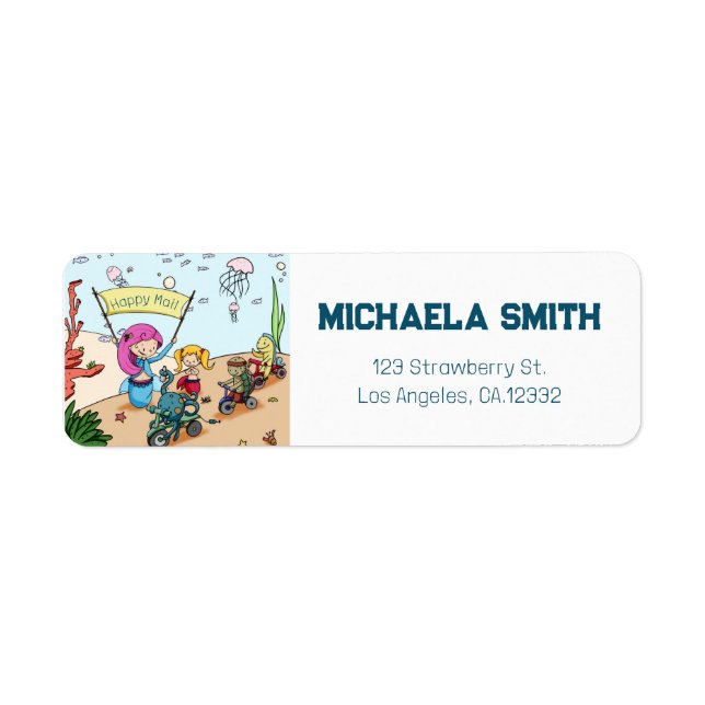 Cute Mermaid Cheer Race Return Address (Front)