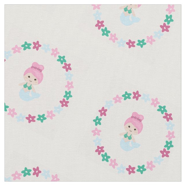 Cute mermaid cotton fabric (Close Up)