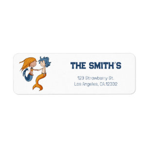 Cute Mermaid Couple Return Address Label