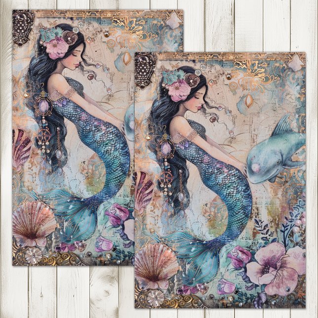 CUTE MERMAID DECOUPAGE TISSUE PAPER (CUTE MERMAID DECOUPAGE TISSUE PAPER)