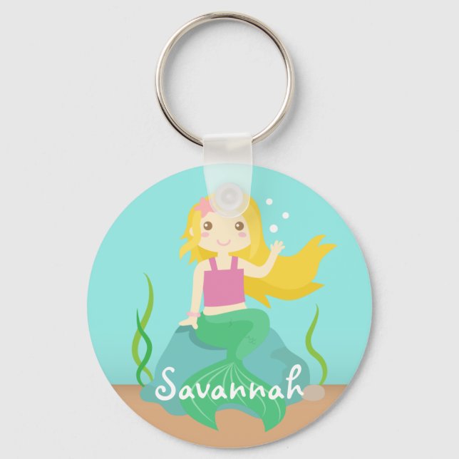 Cute Mermaid from the Ocean, For Girls Key Ring (Front)