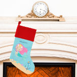 Cute Mermaid Girl Beach Kids Seaside Personalised Christmas Stocking<br><div class="desc">A cute mermaid kids Christmas stocking for a beautiful little girl who loves swimming in the summer with mermaids. Features a pretty pink haired mermaid swimming around the lovely seashells in the ocean. A cool custom children's gift for a beach lover.</div>