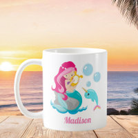 Cute Mermaid Girl Beach Narwhal Monogram Kids