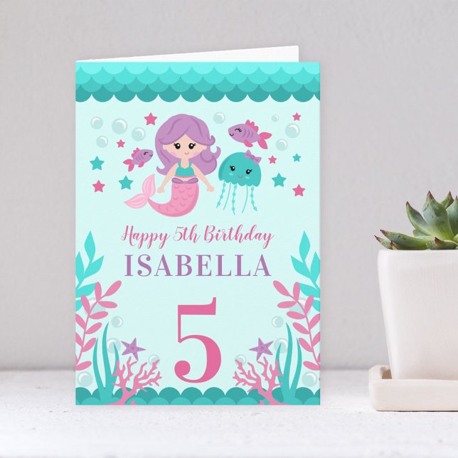 Cute Mermaid Girl Birthday Card (Creator Uploaded)