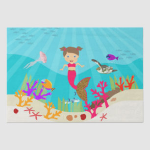 Cute Mermaid Girl in Colourful Ocean Tissue Paper