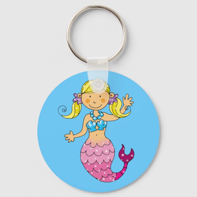 Cute Mermaid Girl Party Design   Key Ring (Front)