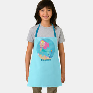 Cute Mermaid Girl Personalised Kids Beach Apron