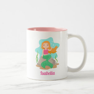 Cute Mermaid Girl Under The Sea Personalised Two-Tone Coffee Mug