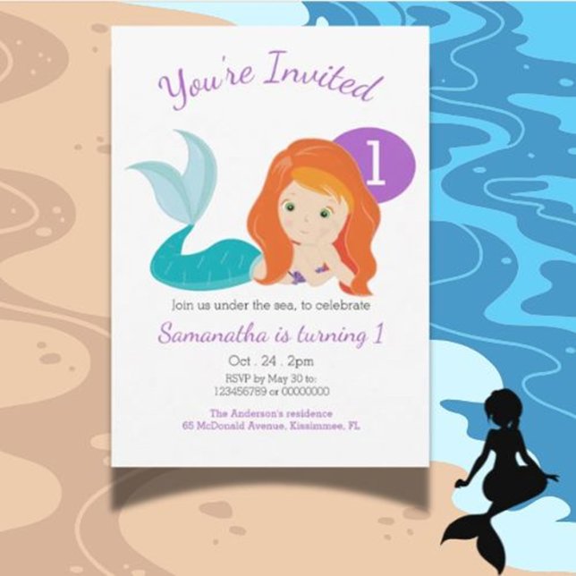 Cute Mermaid Goddess Birthday Party Invitation (Dive into enchanting designs that set the perfect tone for your celebration.)