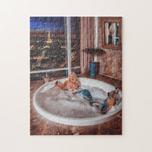Cute Mermaid in a Hot Tub Jigsaw Puzzle