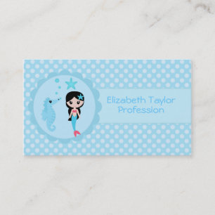 Cute Mermaid in Blue Business Card