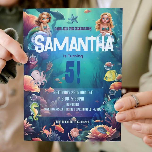 Cute Mermaid Kid Birthday Party Invitation (Creator Uploaded)