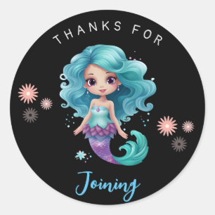 Cute mermaid Kids birthday party  Classic Round Sticker