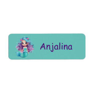 Cute mermaid kids name labels