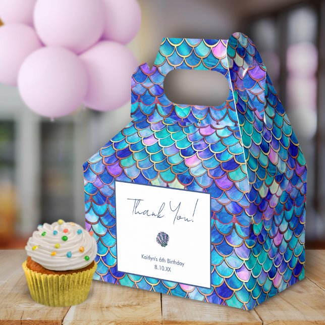 Cute Mermaid Little Girls Birthday Party Thank You Favour Box (Creator Uploaded)
