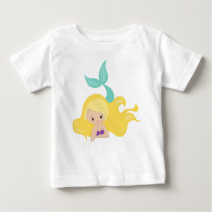 Cute Mermaid, Little Mermaid, Blonde Hair, Shell Baby T-Shirt