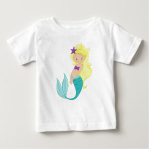Cute Mermaid, Little Mermaid, Blonde Hair, Star Baby T-Shirt