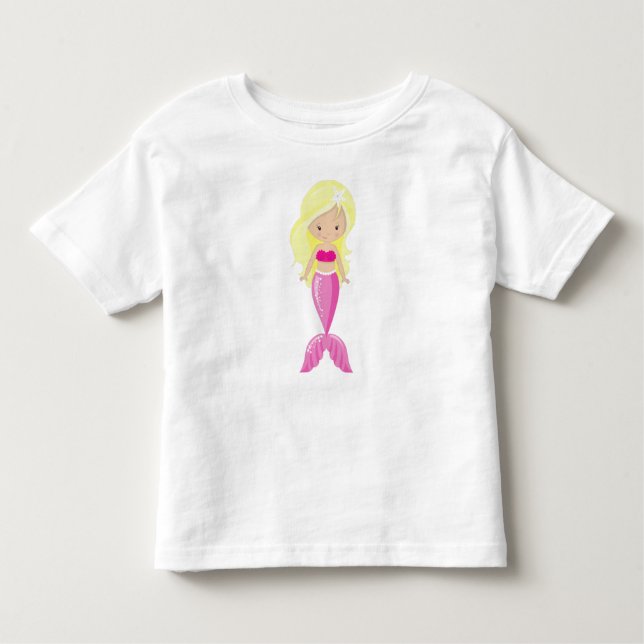 Cute Mermaid, Little Mermaid, Blonde Hair, Tail Toddler T-Shirt (Front)