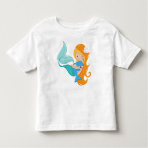 Cute Mermaid, Little Mermaid, Orange Hair, Dolphin Toddler T-Shirt