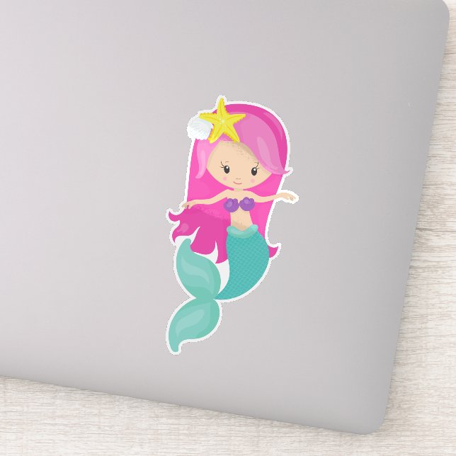 Cute Mermaid, Little Mermaid, Pink Hair, Starfish (Detail)