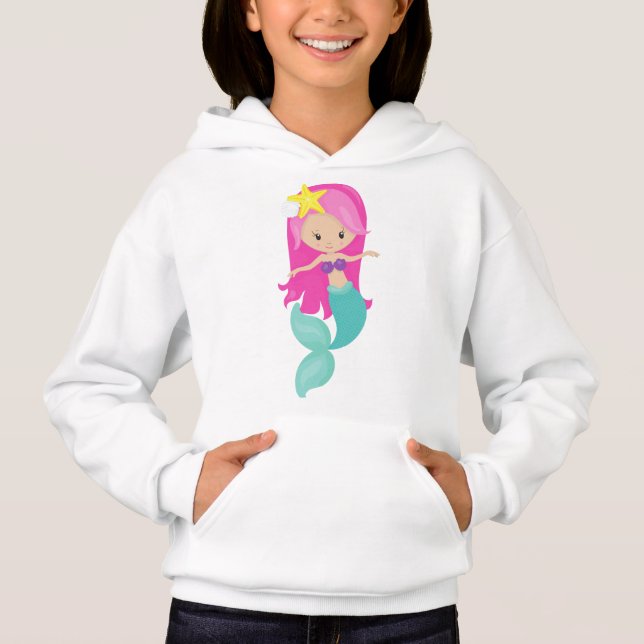Cute Mermaid, Little Mermaid, Pink Hair, Starfish (Front)
