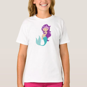 Cute Mermaid, Little Mermaid, Purple Hair, Star T-Shirt