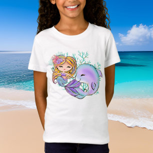 cute mermaid lovers add name  T-Shirt