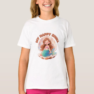 Cute Mermaid My Happy Shell Quote Pastel Aesthetic T-Shirt