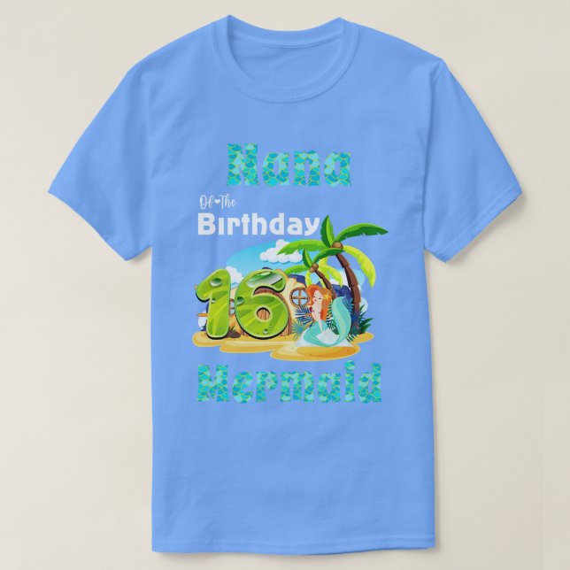Cute Mermaid Nana Of The 16th Birthday T-Shirt (Design Front)