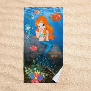 Cute Mermaid Ocean Beach Towel