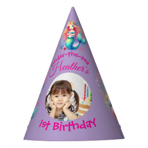 Cute Mermaid Onder-the-sea Photo 1st Birthday  Party Hat