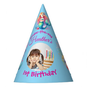 Cute Mermaid Onder-the-sea Photo 1st Birthday  Party Hat