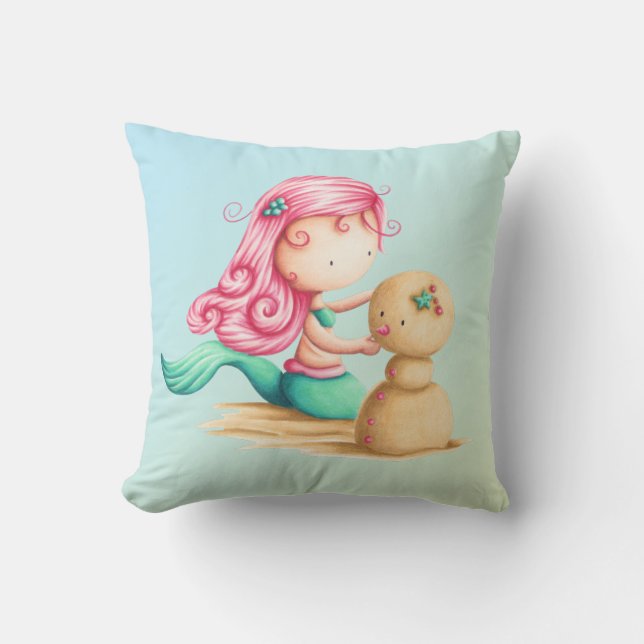 Cute Mermaid Painting Cushion (Front)